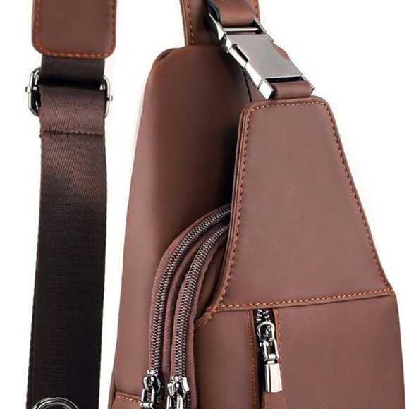 Mens Cowboys Sling Bag Leather Chest Shoulder CrossBody Bag BackpackMan Purse f